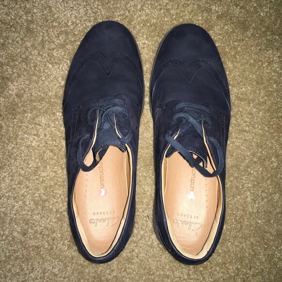 Clarks Atrisan Unstructured Blue Suede Oxford Lace Up Shoes Woman’s 8 - Picture 6 of 11